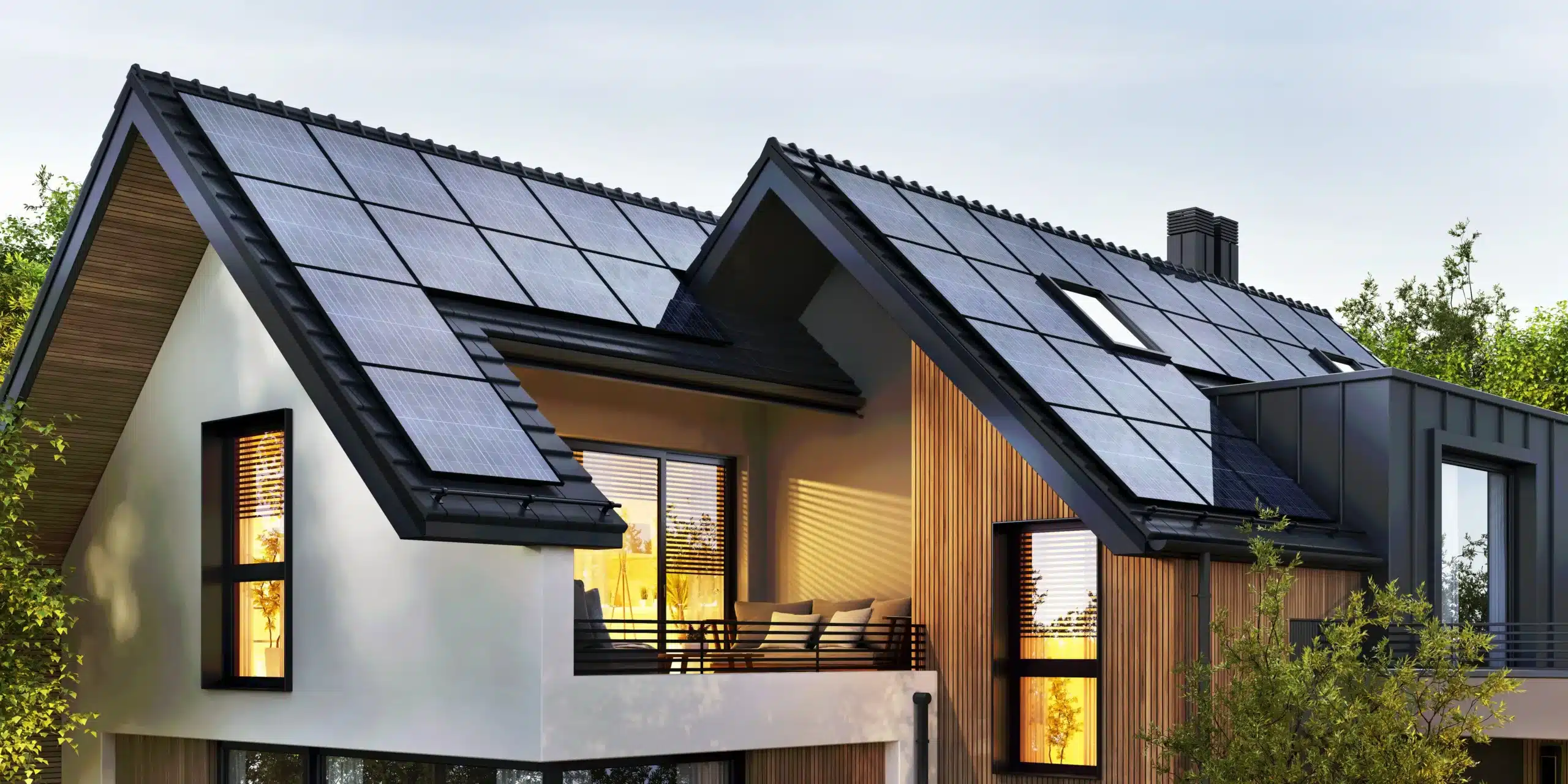 modernes Haus mit einer Photovoltaikanlage