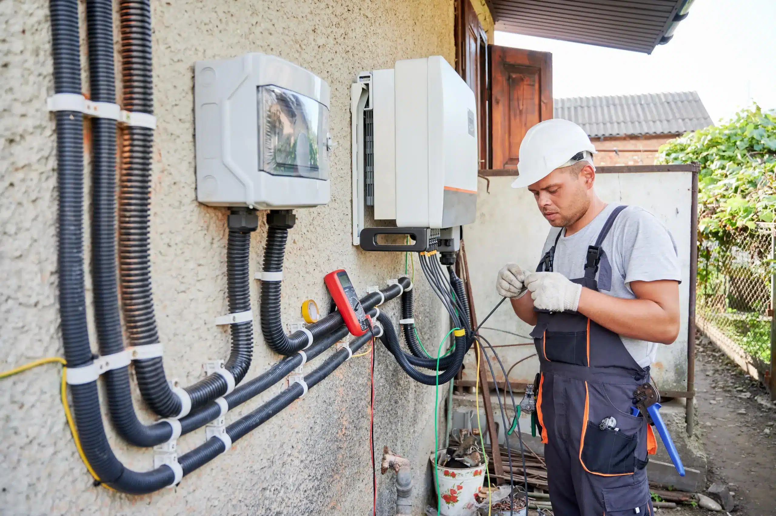 Eine Elektroinstallation an einem Altbau wird durchgeführt